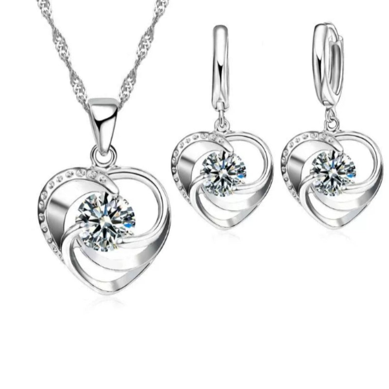 925 Sterling Silber gestempelt Halskette Ohrringe Set Lange Kette