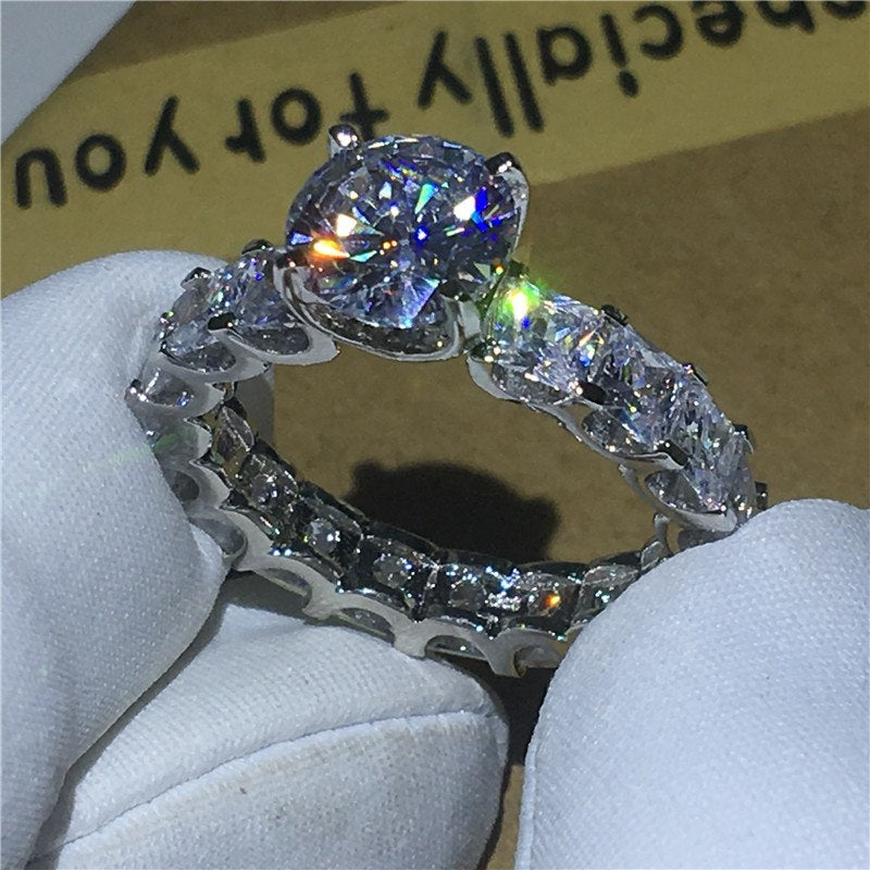 Choucong Einzigartiges Design Versprechen Ring 1ct AAAAA Cz Zirkon 925 Sterling Silber Verlobung Ehering Ringe