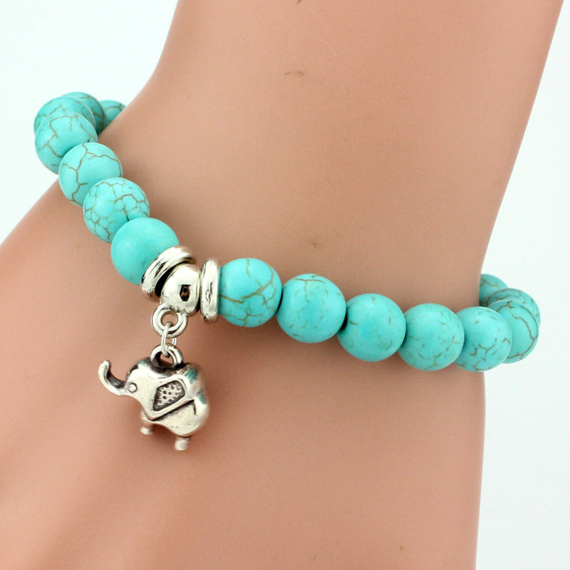 Vintage Türkis Armbänder für Frauen Männer Kreuz Baum Schlange Eule Hand Anhänger Charm Armband Armreif Modeschmuck