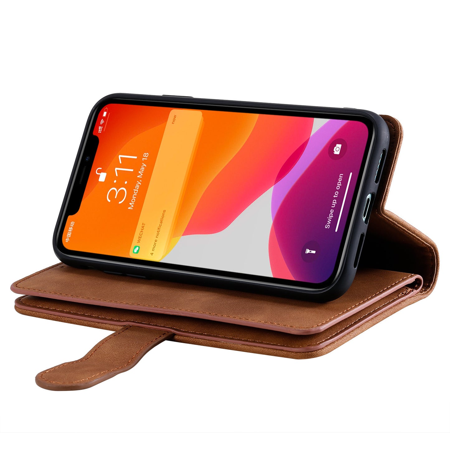 Handy-Reißverschluss Neun-Karten-Ledertasche