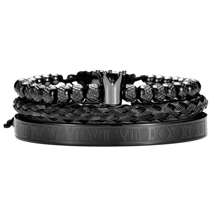 Luxus Römische Königliche Krone Charm Armband Männer Edelstahl Geometrie Pulseiras Männer Verstellbare Armbänder Luxus