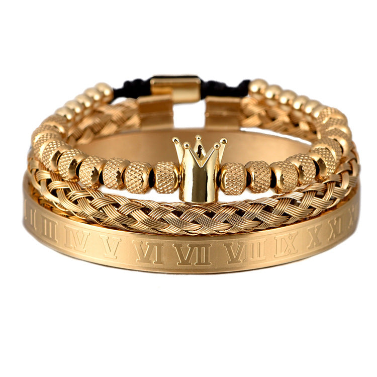 Luxus Römische Königliche Krone Charm Armband Männer Edelstahl Geometrie Pulseiras Männer Verstellbare Armbänder Luxus Römische Königliche Krone Charm Armband Männer Edelstahl Geometrie Pulseiras Männer Verstellbare Armbänder Paar Schmuck Geschenk