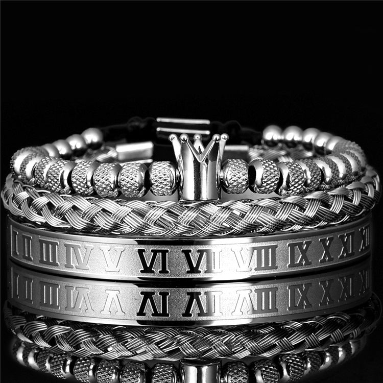 Luxus Römische Königliche Krone Charm Armband Männer Edelstahl Geometrie Pulseiras Männer Verstellbare Armbänder Luxus Römische Königliche Krone Charm Armband Männer Edelstahl Geometrie Pulseiras Männer Verstellbare Armbänder Paar Schmuck Geschenk