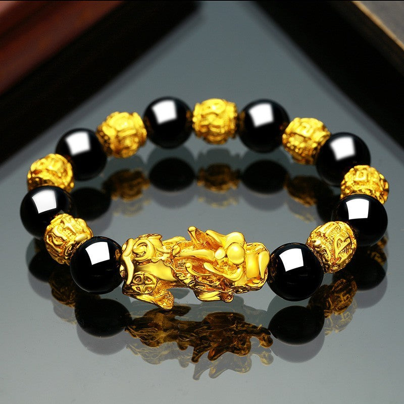 Vietnam Sand Gold Brave Armband Männer und Frauen Obsidian Schmuck
