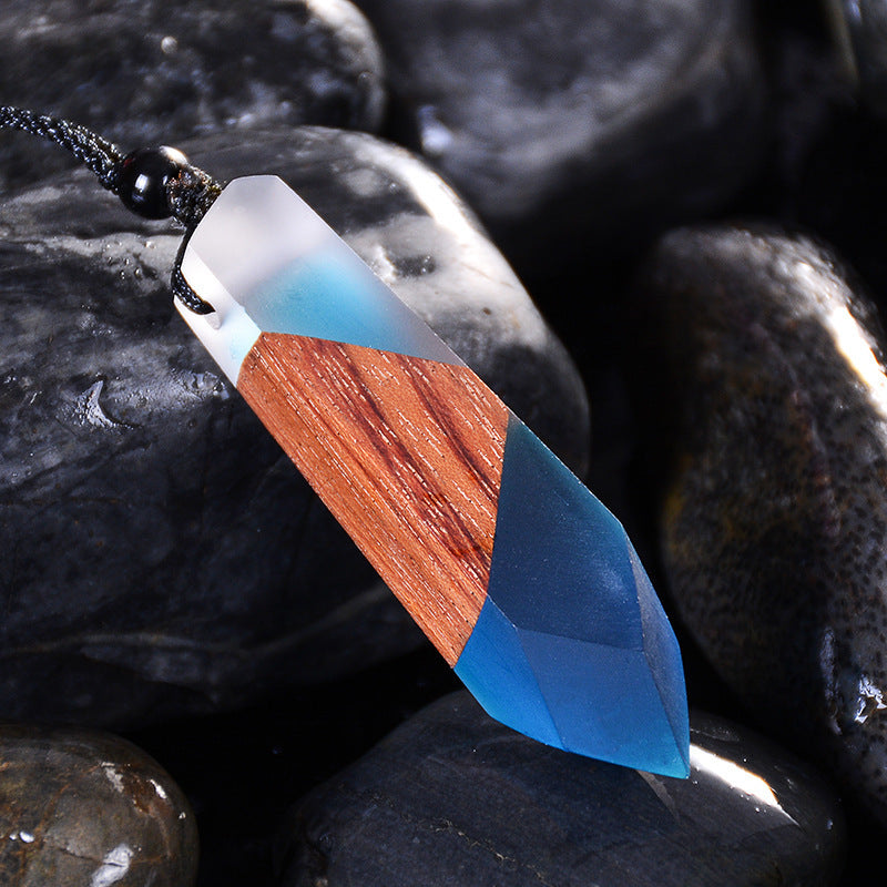 Vintage Frau Holz Halskette Anhänger Gewebte Kette Schmuck