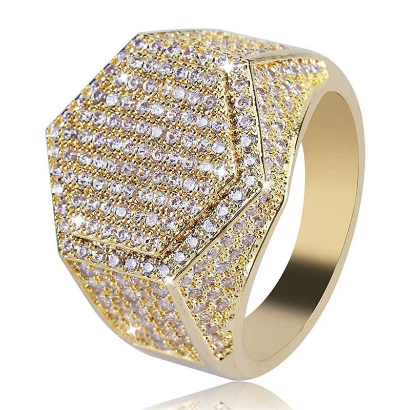 Hip Hop Mann Ring Micro Pave CZ Silber Ring Gold Farbe Quadratische Ringe für Männer Schmuck