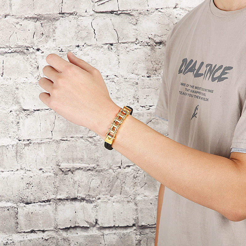 Europäisches und amerikanisches geometrischer Handschmuck Titanstahl-Kettenarmband