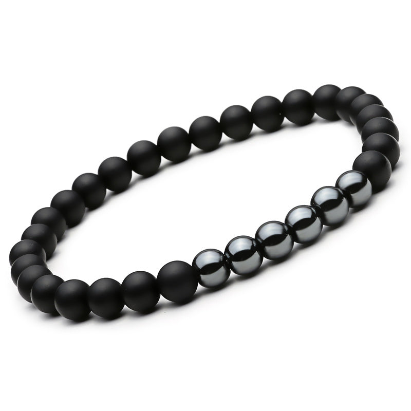 Mcllroy 2 Stück Naturstein Armband Perlen Schwarz Mantra Gebetsperlen Buddha Armband für Frauen und Herren Männer Schmuck 2 Stück Naturstein