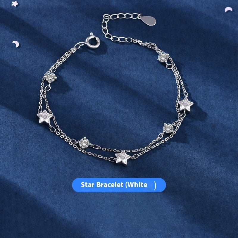 Doppelte Kreise Sternarmband Weibliche Mode Blauer Diamant
