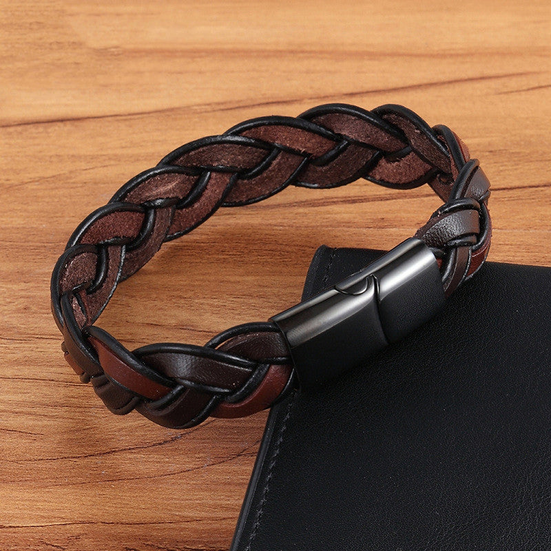 Herrenmode Edelstahl Lederarmband