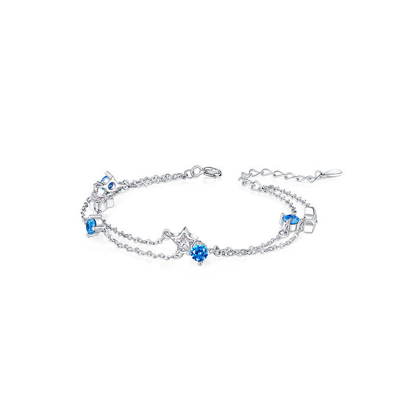 Doppelte Kreise Sternarmband Weibliche Mode Blauer Diamant