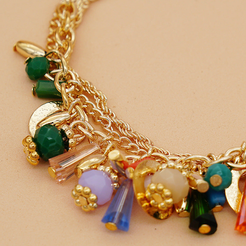 Böhmischen Glas Kristall Mischfarbe Multi-layer Perlenarmband
