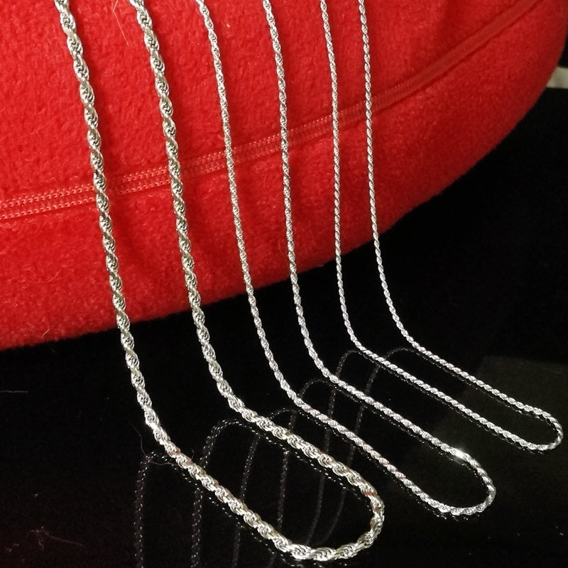 Pure S925 Fried Dough Twists Sterling Silber Halskette Kragen Kette
