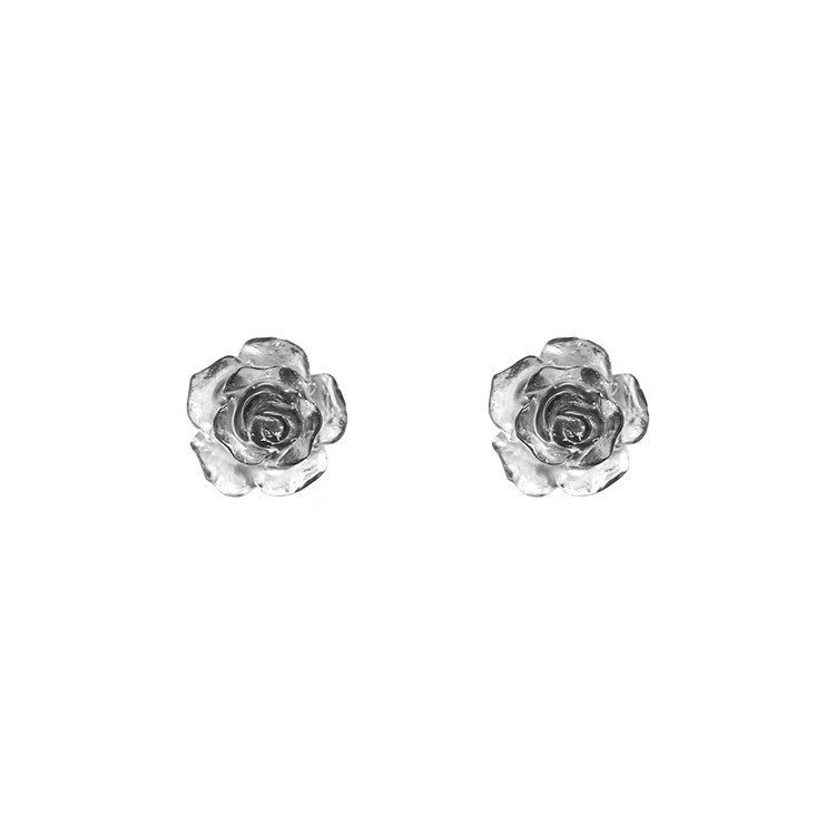 S999 Sterling Silber Dark Night Rose Ohrstecker