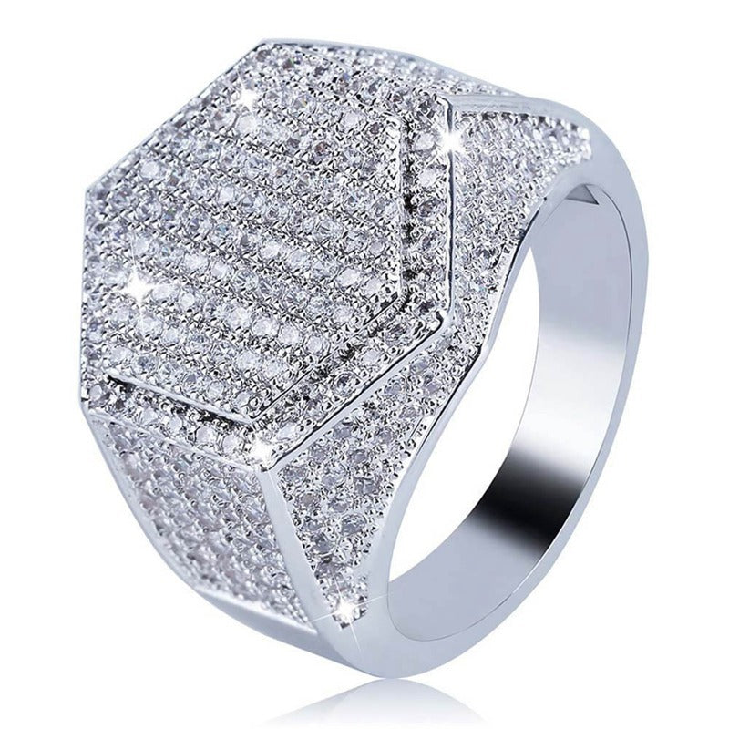 Hip Hop Mann Ring Micro Pave CZ Silber Ring Gold Farbe Quadratische Ringe für Männer Schmuck