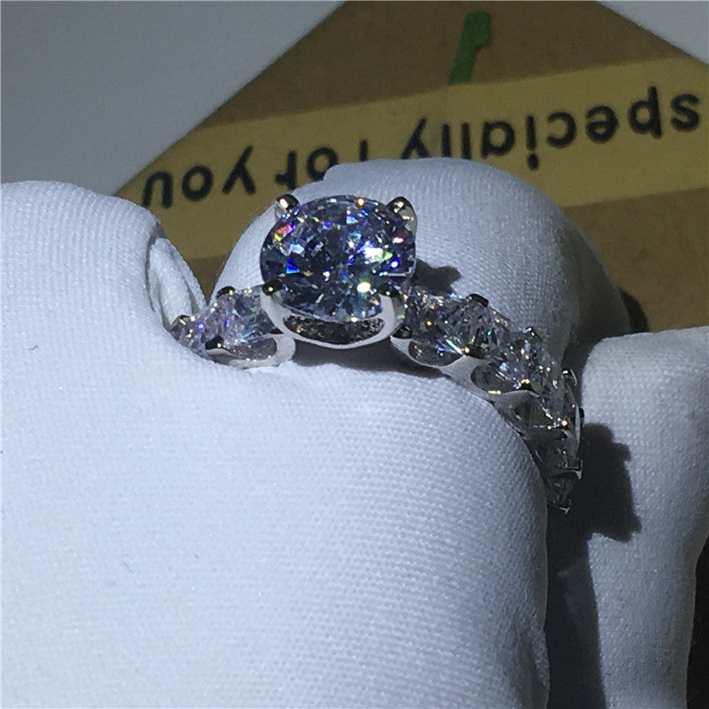 Choucong Einzigartiges Design Versprechen Ring 1ct AAAAA Cz Zirkon 925 Sterling Silber Verlobung Ehering Ringe
