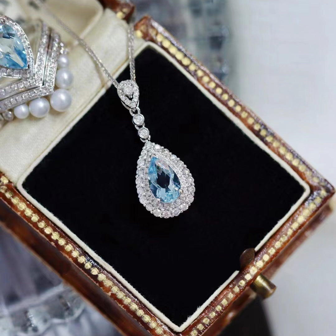 Meerjungfrau Tränen Edelstein Halskette Licht Luxus High-End Ohrstecker Einfache Elegante Special-Interesse Design Schmuck