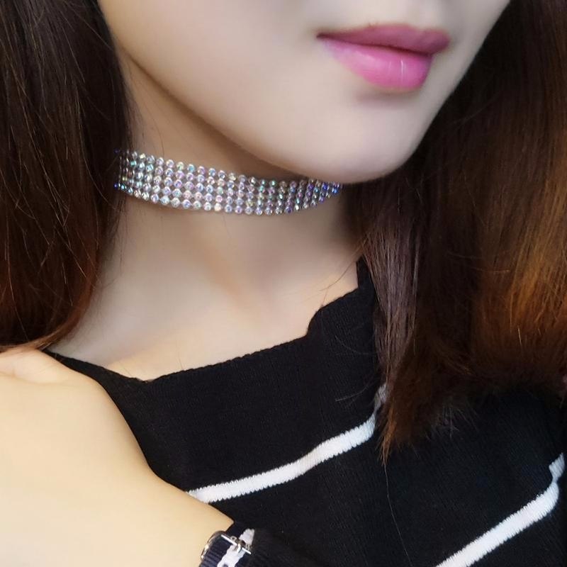 Mode Frauen Voller Kristall Strass Choker Halskette Hochzeit Schmuck Chokers Halsketten für Frauen