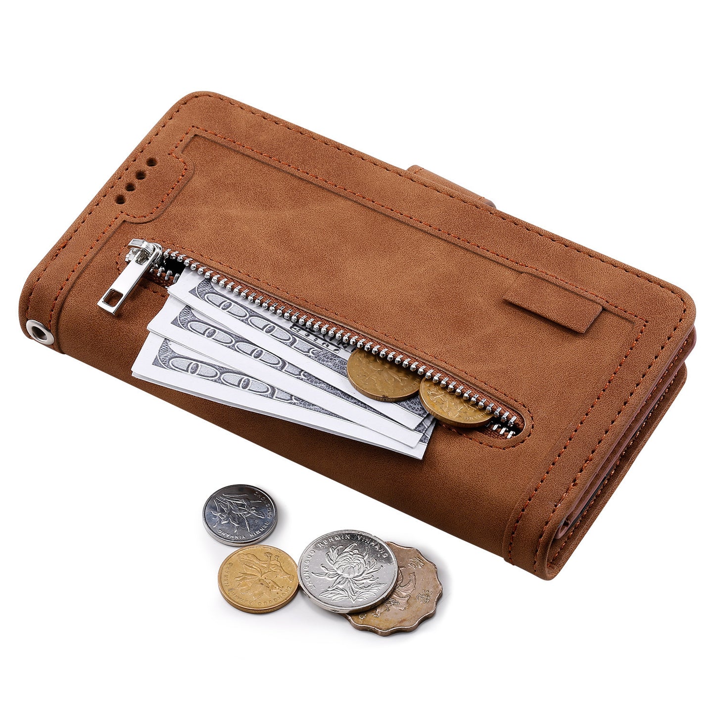 Handy-Reißverschluss Neun-Karten-Ledertasche