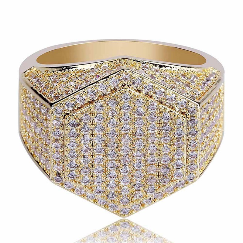 Hip Hop Mann Ring Micro Pave CZ Silber Ring Gold Farbe Quadratische Ringe für Männer Schmuck