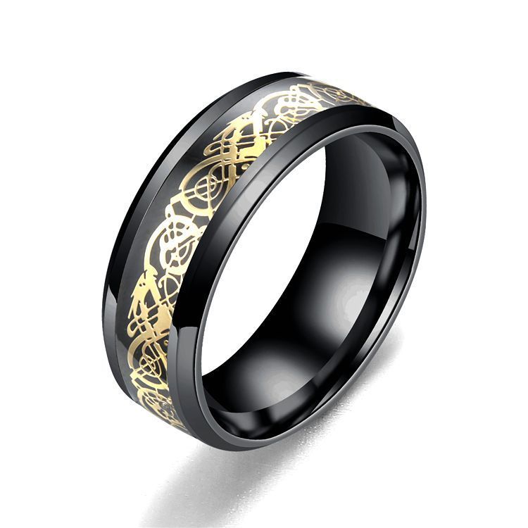 Drachenmuster Ringe Männer Edelstahl Ring Schmuck