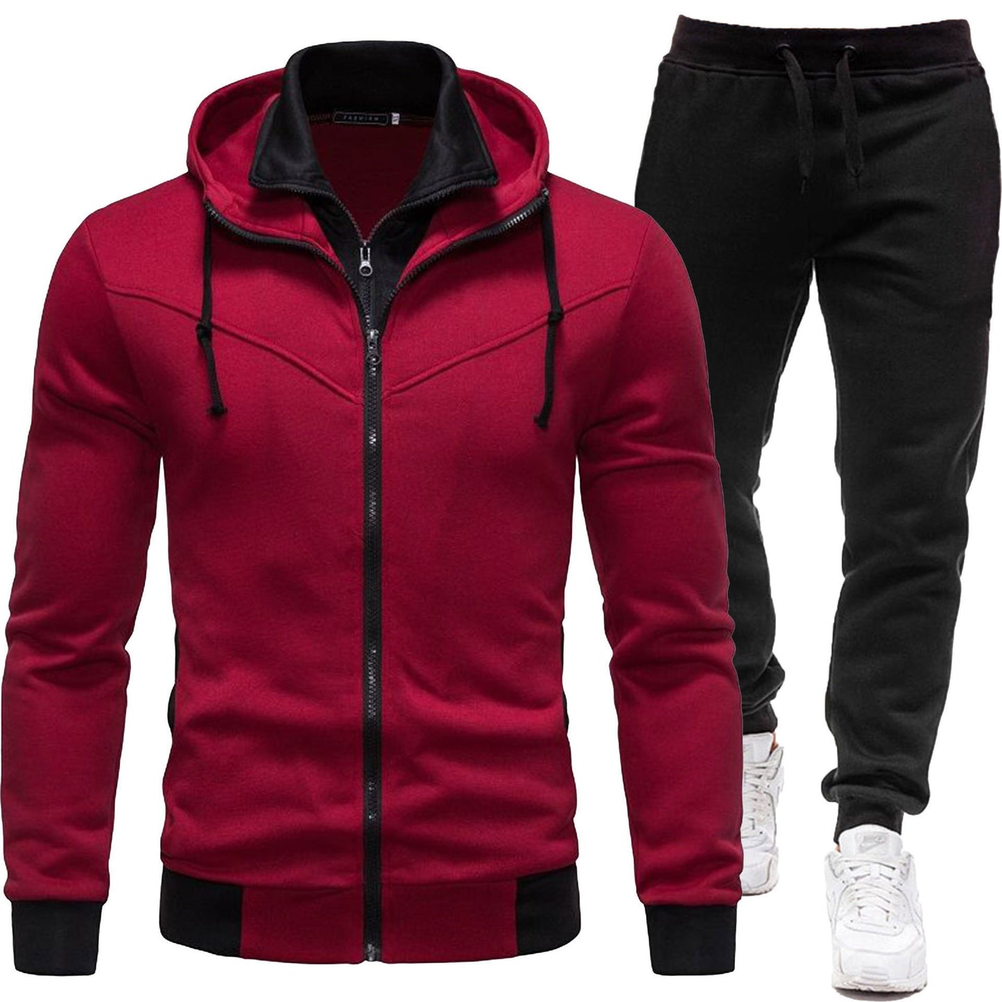 Patchworkjacke im Sportstil und lässige Langarmhose