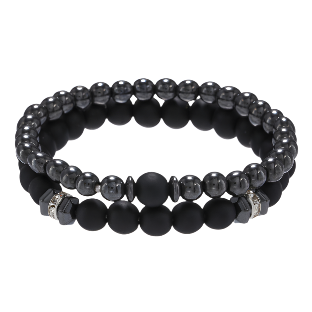 Europäischen und Amerikanischen Schmuck 8mm Schwarz Frosted Kupfer Perle Spot Bohrer Spacer Elastische Set Armband