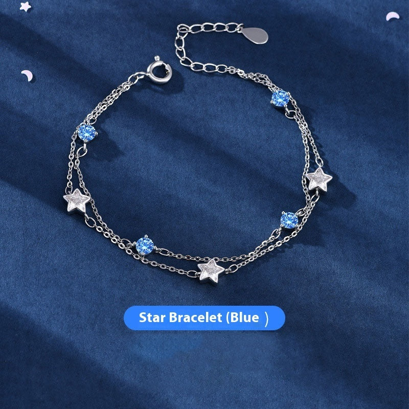 Doppelte Kreise Sternarmband Weibliche Mode Blauer Diamant