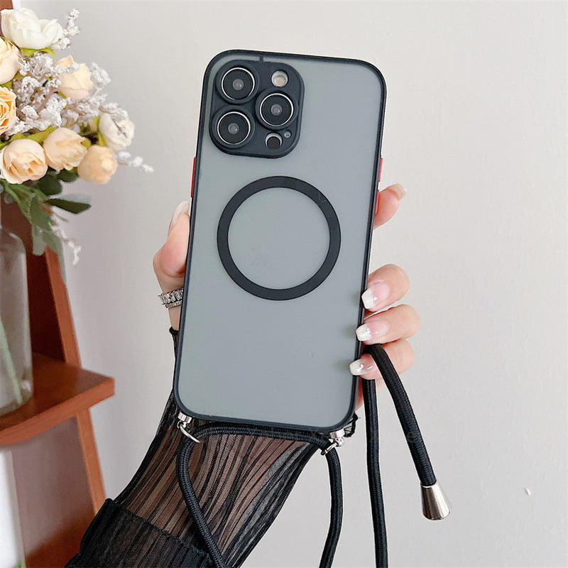 Magnetische Lanyard-Handyhülle Transparente Crossbody tropfenfest