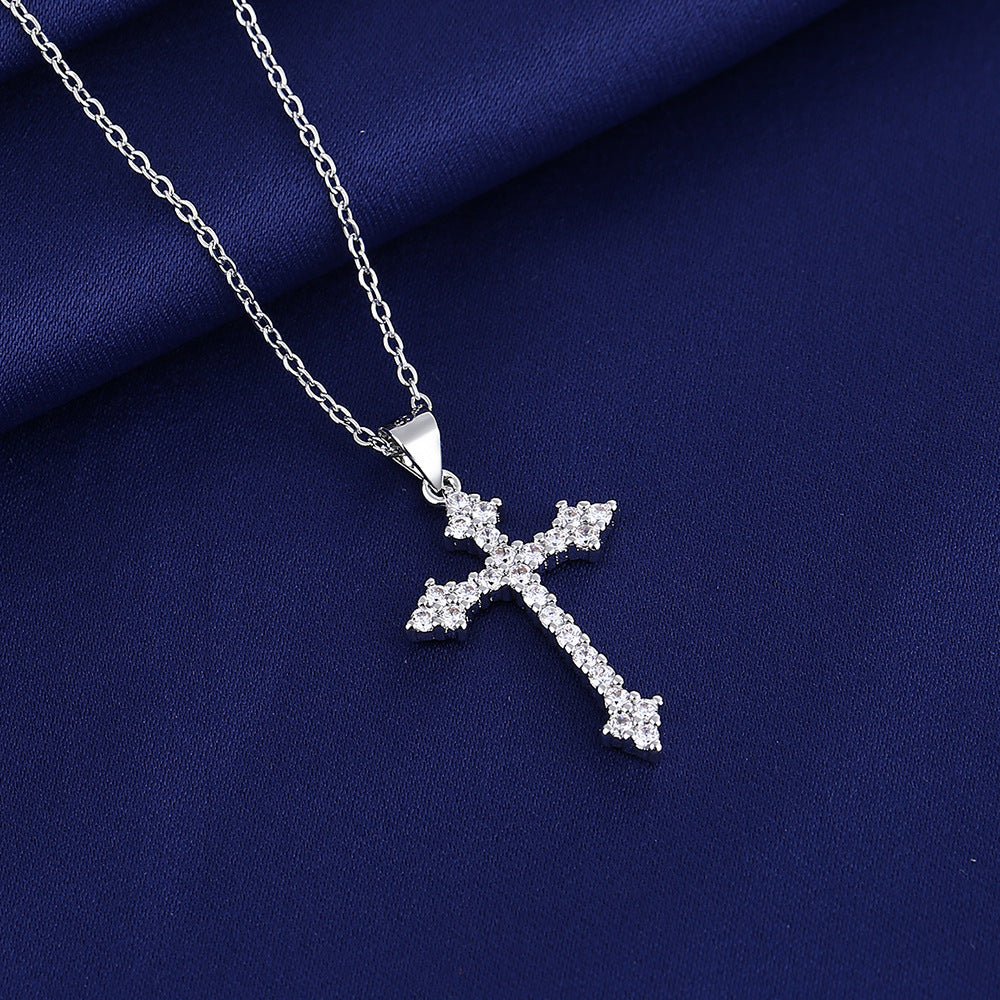 Halskette einfache Diamant Kreuz Anhänger Grenzüberschreitender