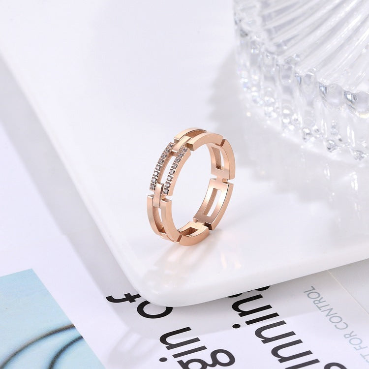 Punk Titan Stahl Zeigefinger Ring Frauen Mode Roségold