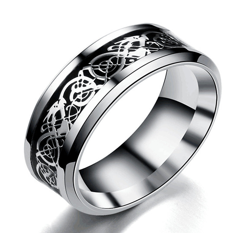 Drachenmuster Ringe Männer Edelstahl Ring Schmuck