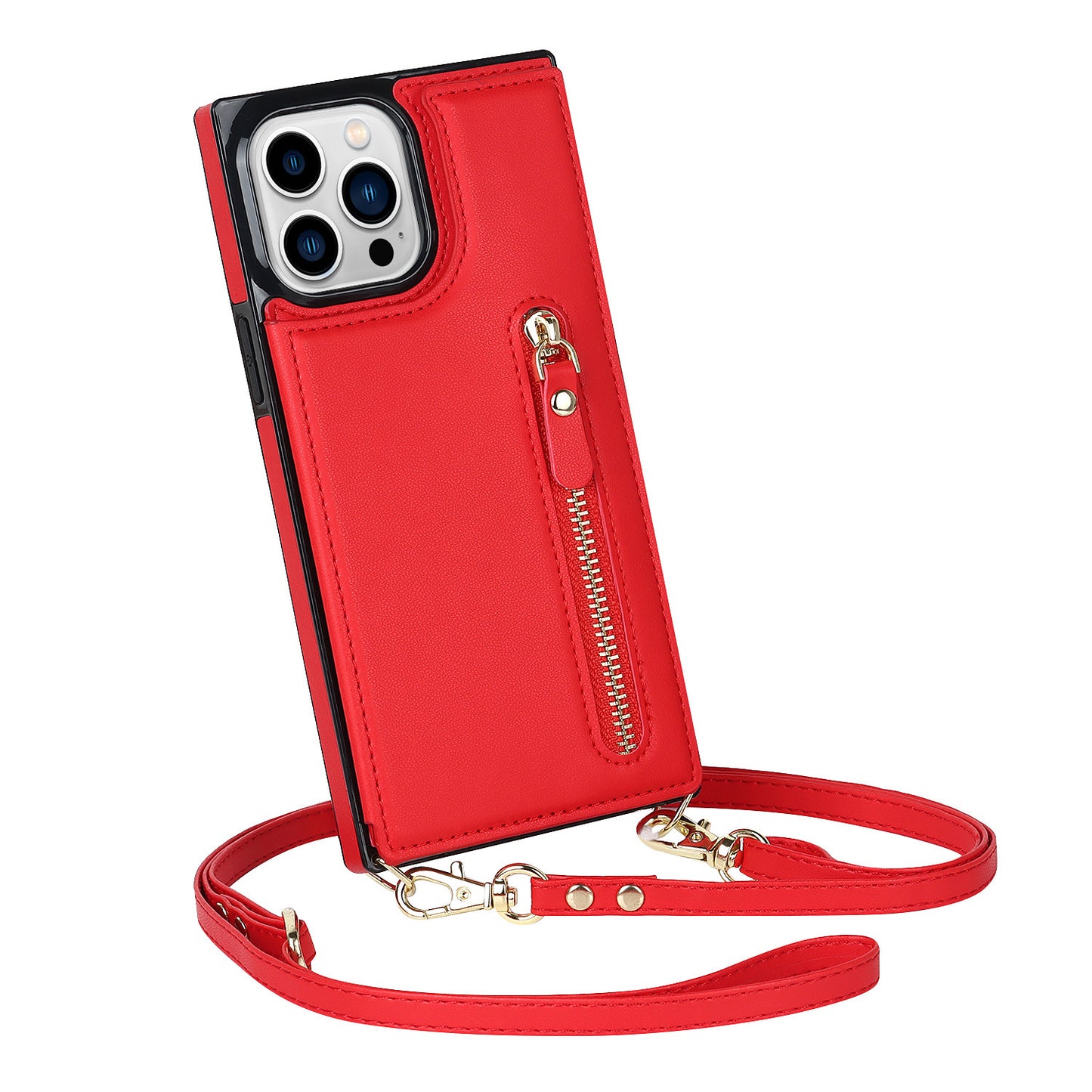 Crossbody Schultergurt Flip Card Zipper Schutzhülle