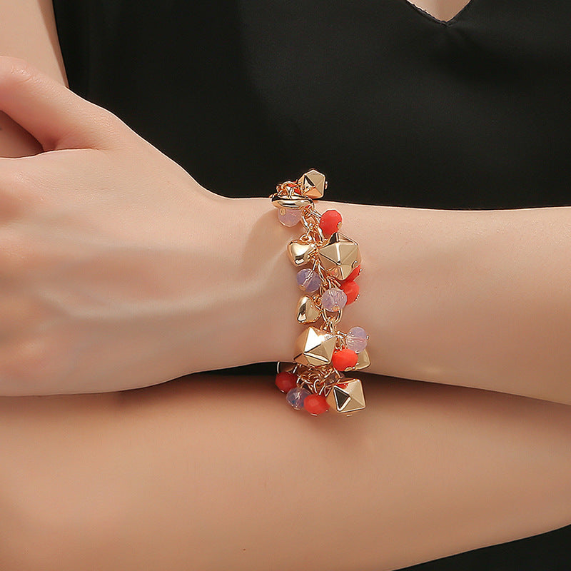 Böhmischen Glas Kristall Mischfarbe Multi-layer Perlenarmband