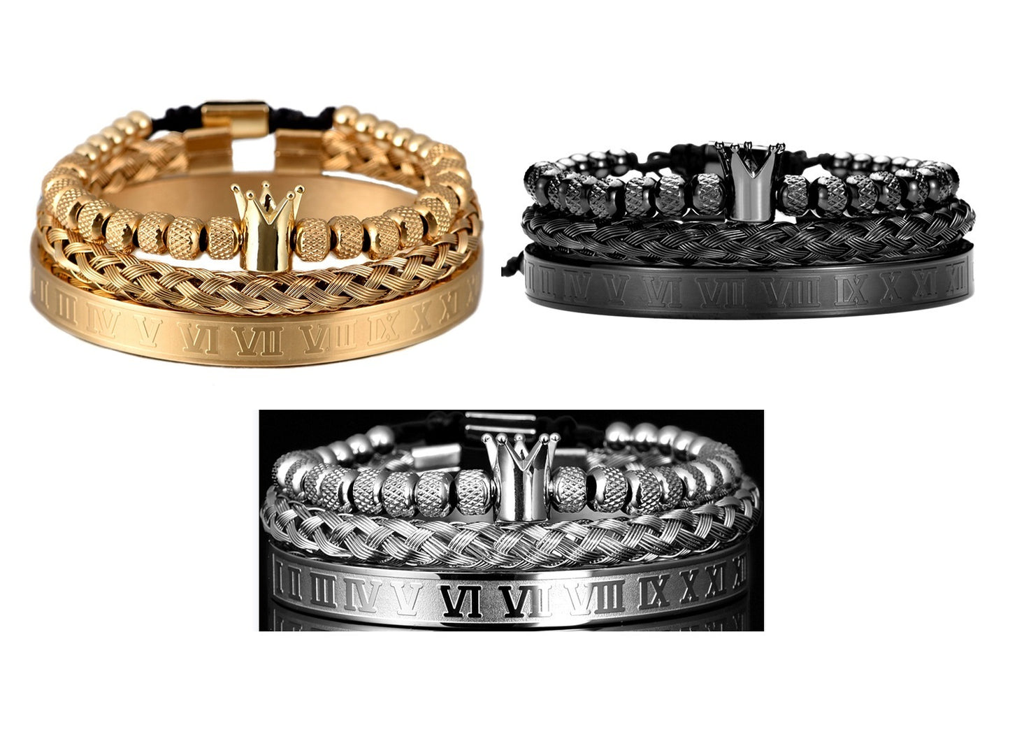 Luxus Römische Königliche Krone Charm Armband Männer Edelstahl Geometrie Pulseiras Männer Verstellbare Armbänder Luxus Römische Königliche Krone Charm Armband Männer Edelstahl Geometrie Pulseiras Männer Verstellbare Armbänder Paar Schmuck Geschenk