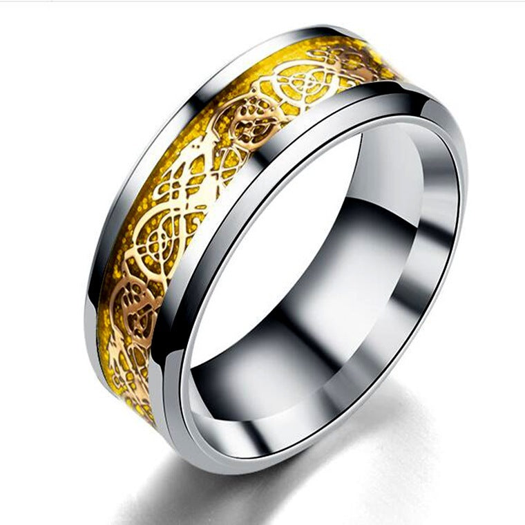 Drachenmuster Ringe Männer Edelstahl Ring Schmuck