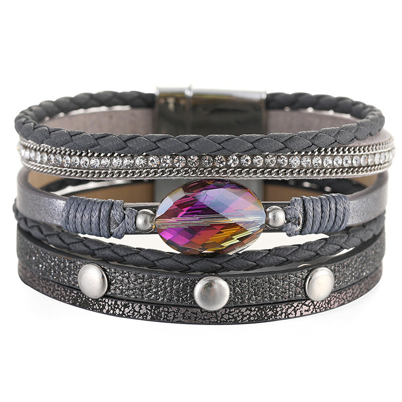 Multi Schicht Lederband Handgewebtes Armband Lederarmband