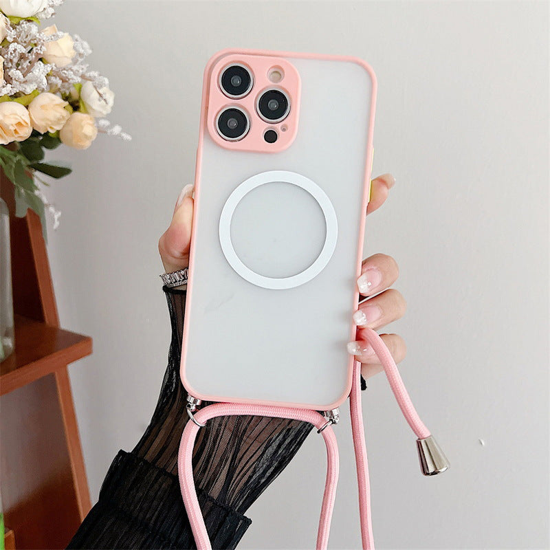 Magnetische Lanyard-Handyhülle Transparente Crossbody tropfenfest