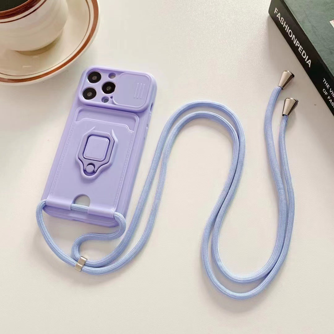 Push Fenster Karte Ring Halterung Diagonal Strap Lanyard Smartphone