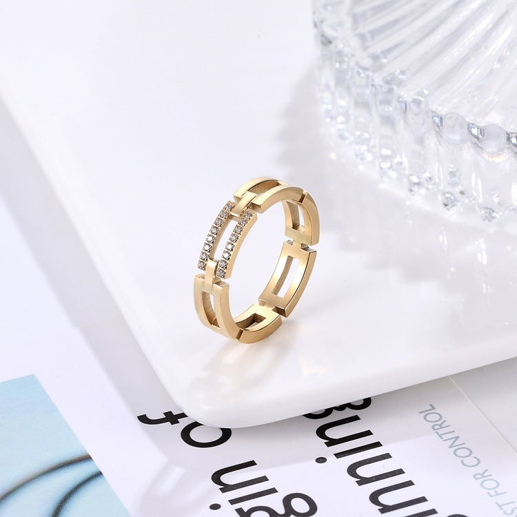 Punk Titan Stahl Zeigefinger Ring Frauen Mode Roségold
