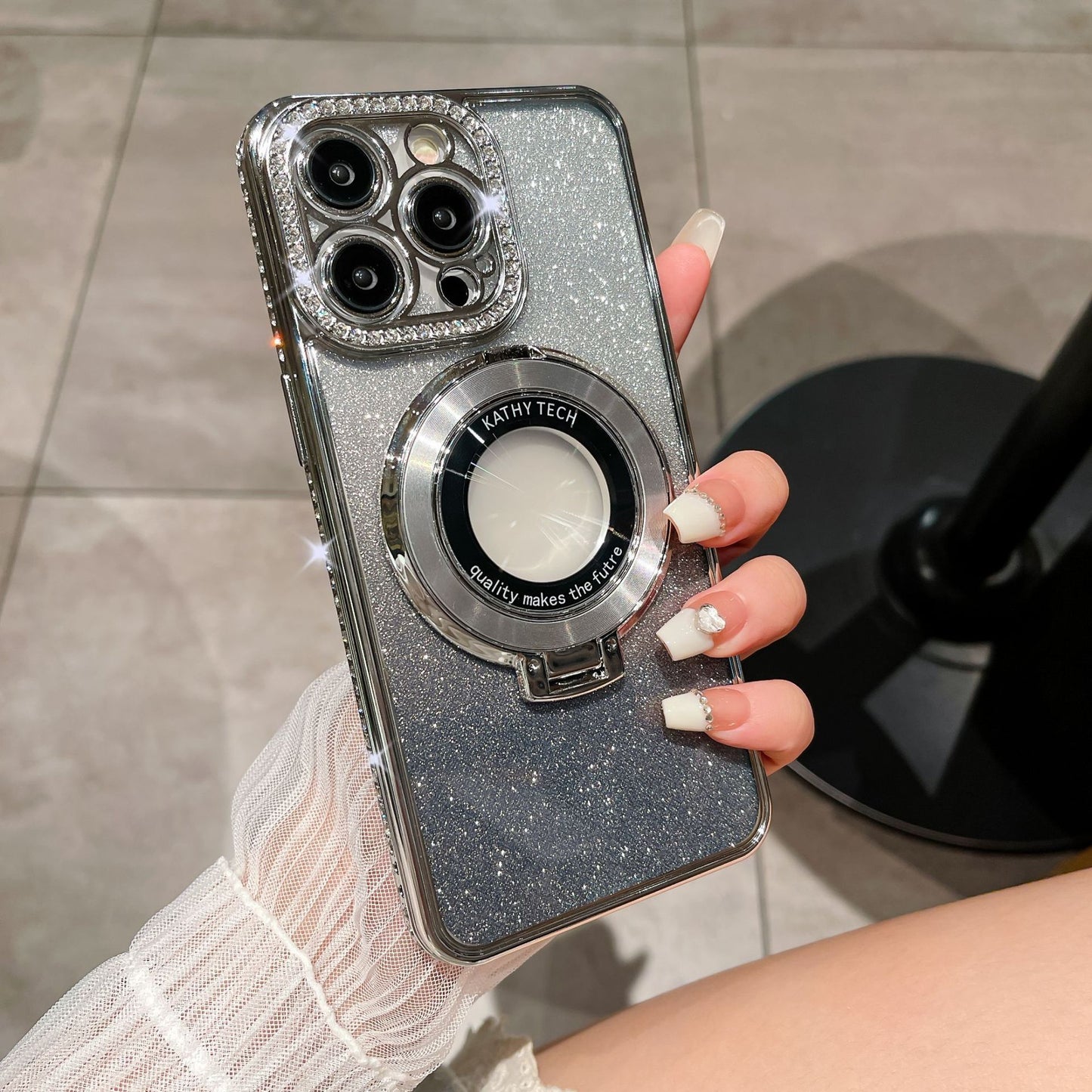 iPhone 11- 16 Plus Modelle/Glitter TPU Galvanisierung Magnetische Halterung