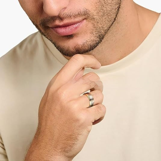 Herren Gelbgold 8mm Einfaches Design Polierte Twill Wolfram Ring