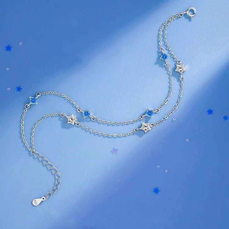Doppelte Kreise Sternarmband Weibliche Mode Blauer Diamant