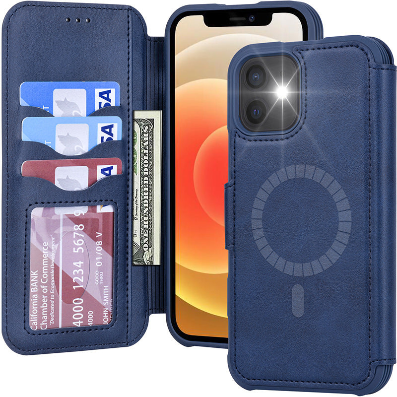 Für iPhone 12 Pro / 12 Pro Max Magnetische Smartphonehülle mit Kartenfächer