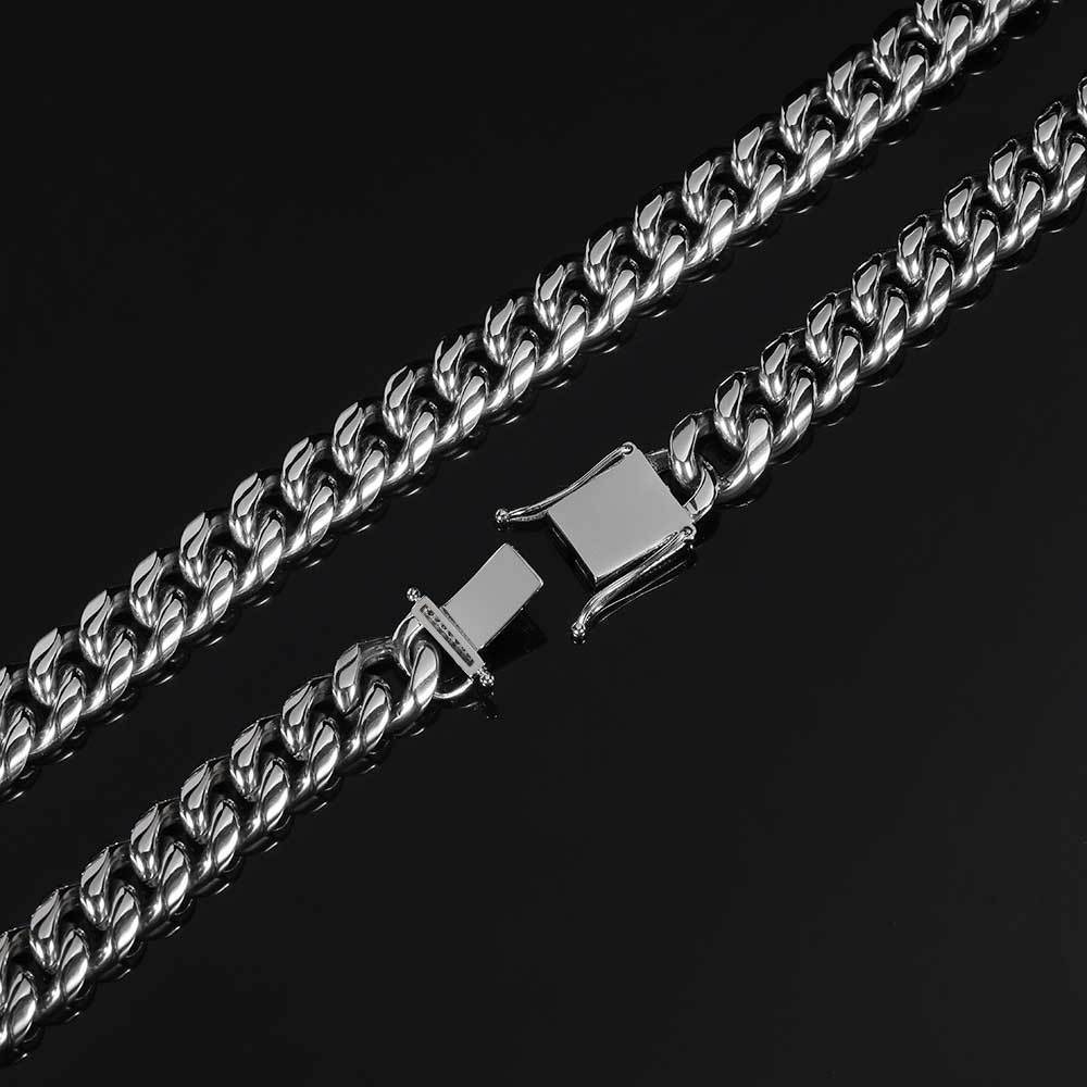 Diamant-Schnalle Edelstahl-Rundschleifen-Verschlüsselung Kubanisches Gliederkettenarmband