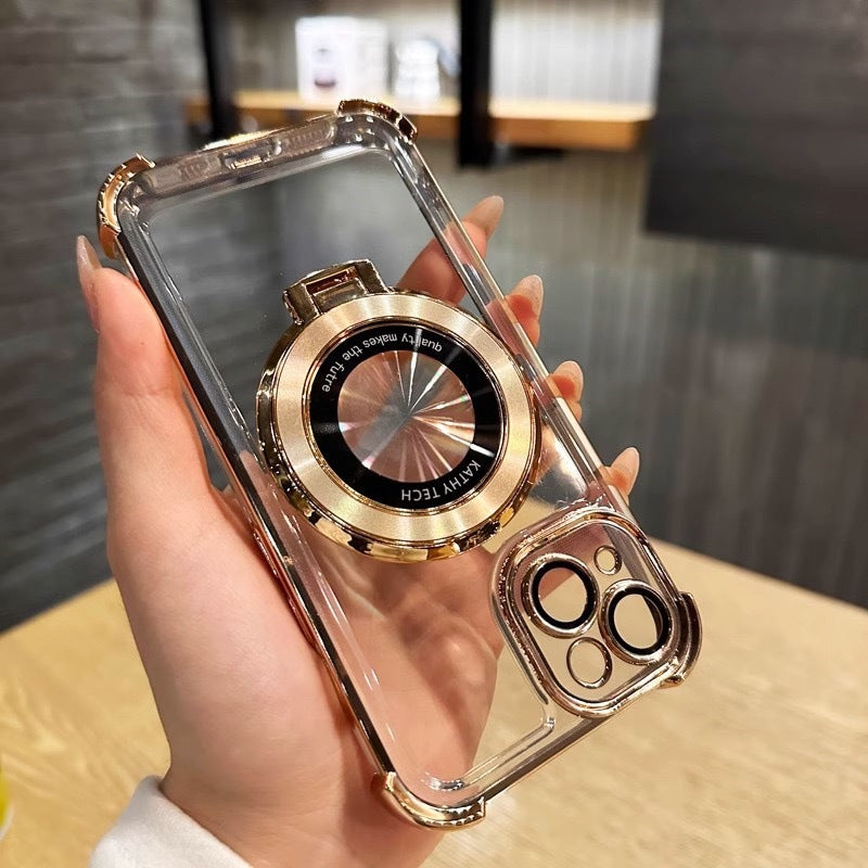 iPhone 14-16 Modelle/ Vier-Ecken-Fallschutzband Kurze Schwanzhalterung Transparent Mit Linsenschutz-Schutzhülle