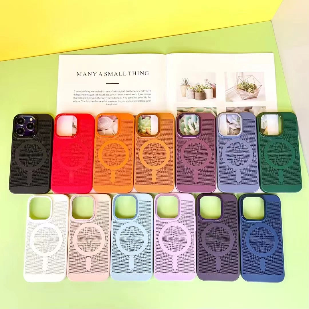 iPhone 11-15 Modelle/ MagSafe-magnetische Handyhülle mit Haftfunktion – stoßfest, wärmeableitend & Netz-Schutzhülle