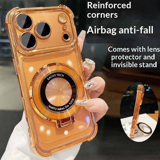 iPhone 14-16 Modelle/ Vier-Ecken-Fallschutzband Kurze Schwanzhalterung Transparent Mit Linsenschutz-Schutzhülle
