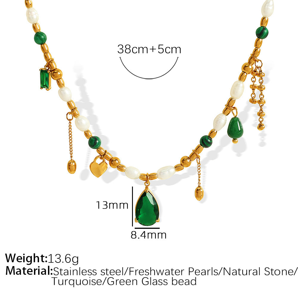 Französisch Stil Retro Erschwingliche Luxus High-grade Zirkon Naturstein Künstliche Perle Halskette