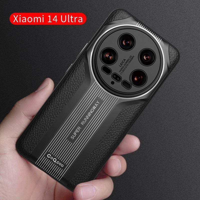 Xiaomi 14 Ultra/ Ledermuster aus gebackenem Porzellan All-inclusive-Abfall-Schutzhülle